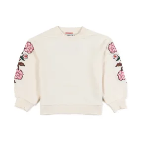 Scotch & Soda Cream Sweatshirt With Embroidered Flowers For Girls