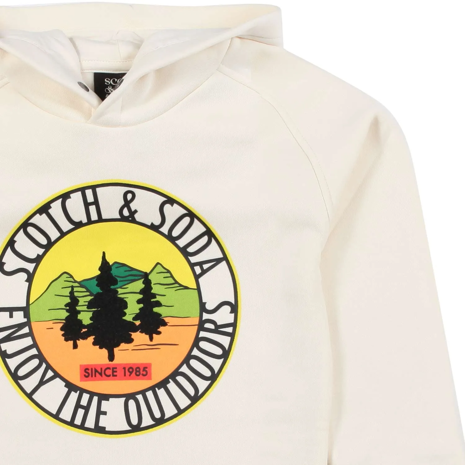 Scotch & Soda Cream White Unisex Hooded Sweatshirt