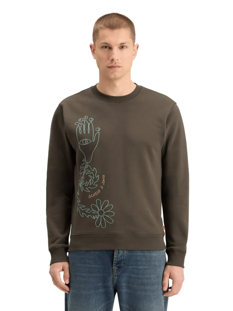 Scotch & Soda Embroidered Sweatshirt / Coffee