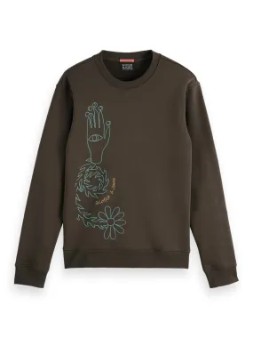 Scotch & Soda Embroidered Sweatshirt / Coffee