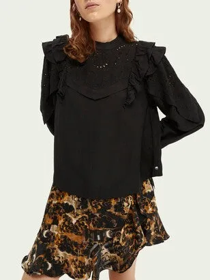 Scotch & Soda Embroidered Voluminous Sleeve Top