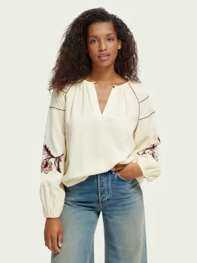 Scotch & Soda Embroidery Seersucker Top Ecru