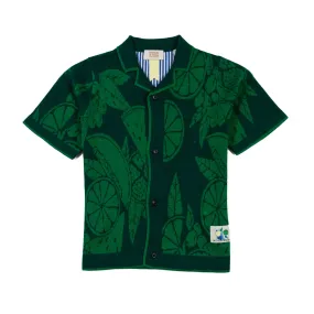 Scotch & Soda Green Jacquard Knit Short Sleeve Shirt