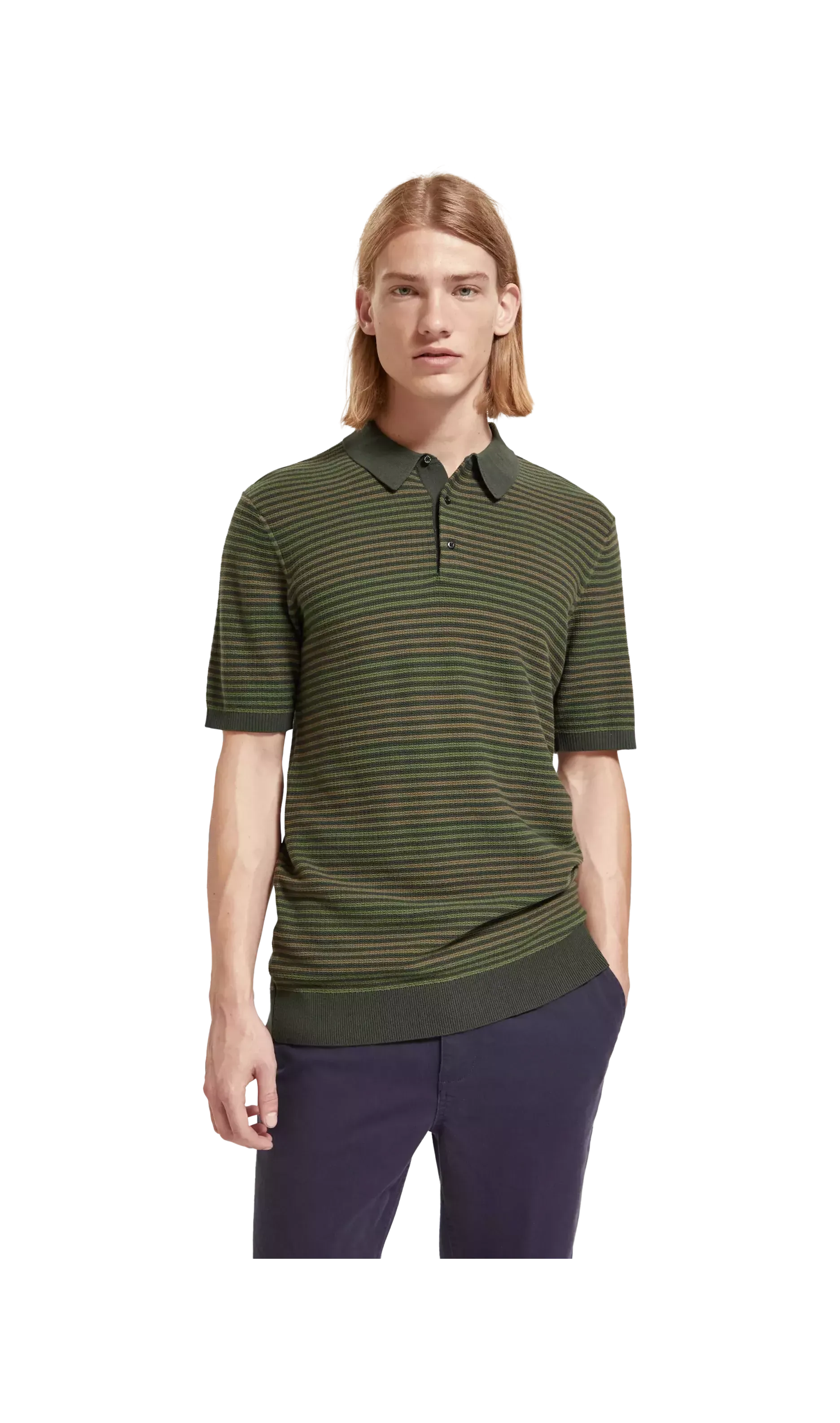 Scotch & Soda Knitted Polo Shirt In Organic Cotton