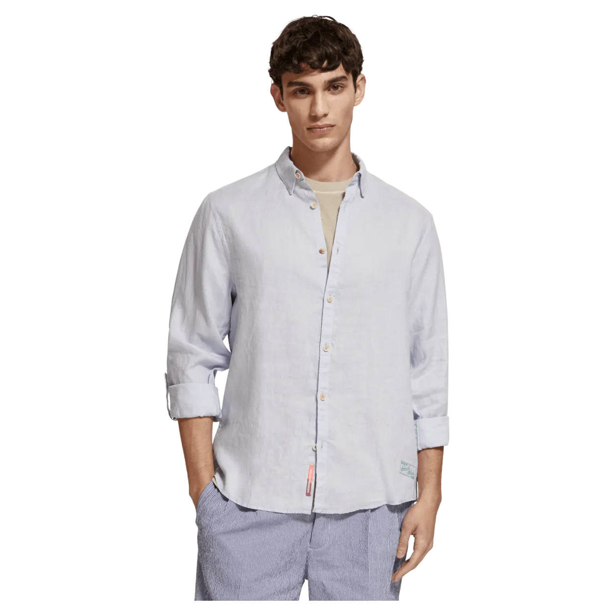 Scotch & Soda Linen Shirt With Roll Up