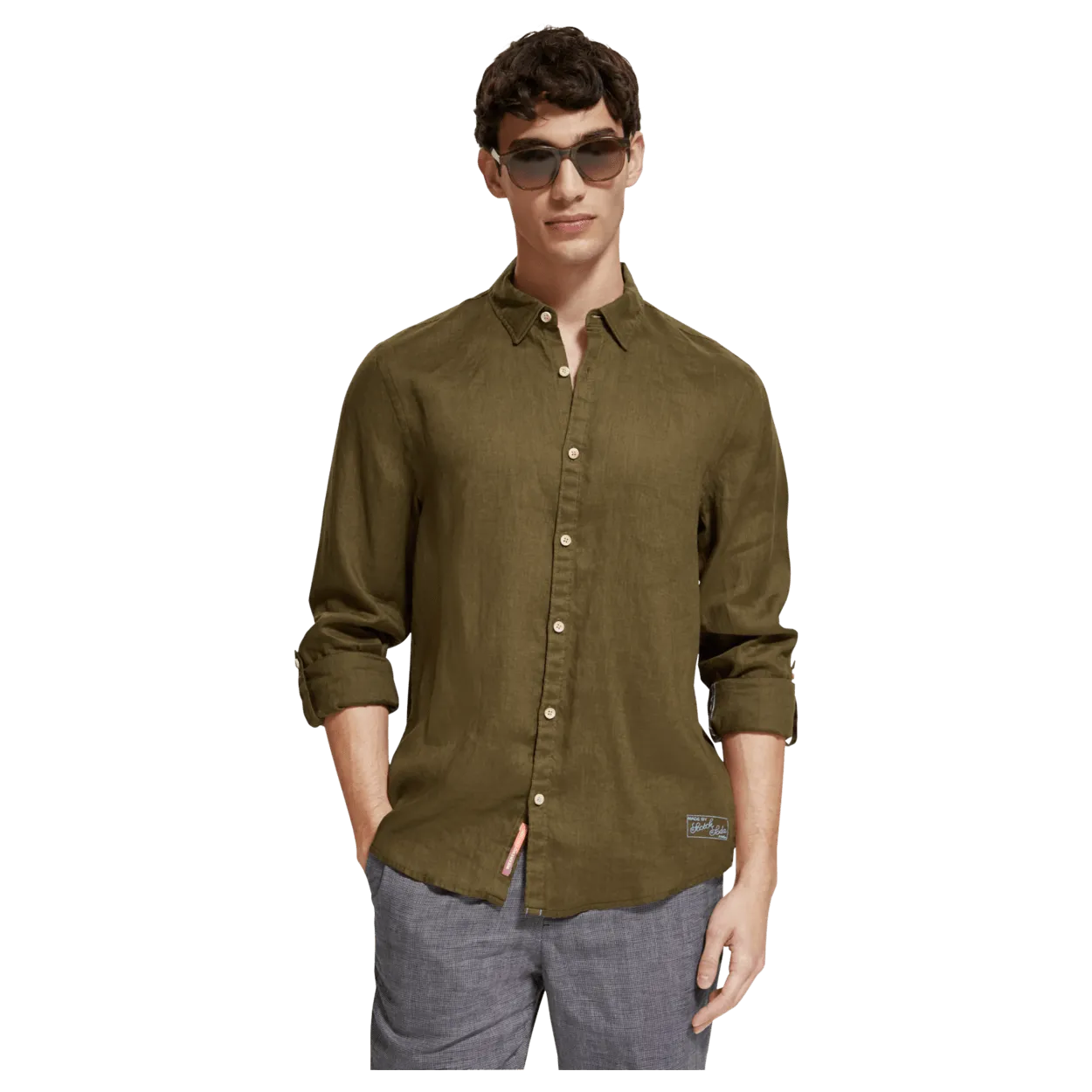 Scotch & Soda Linen Shirt With Roll Up