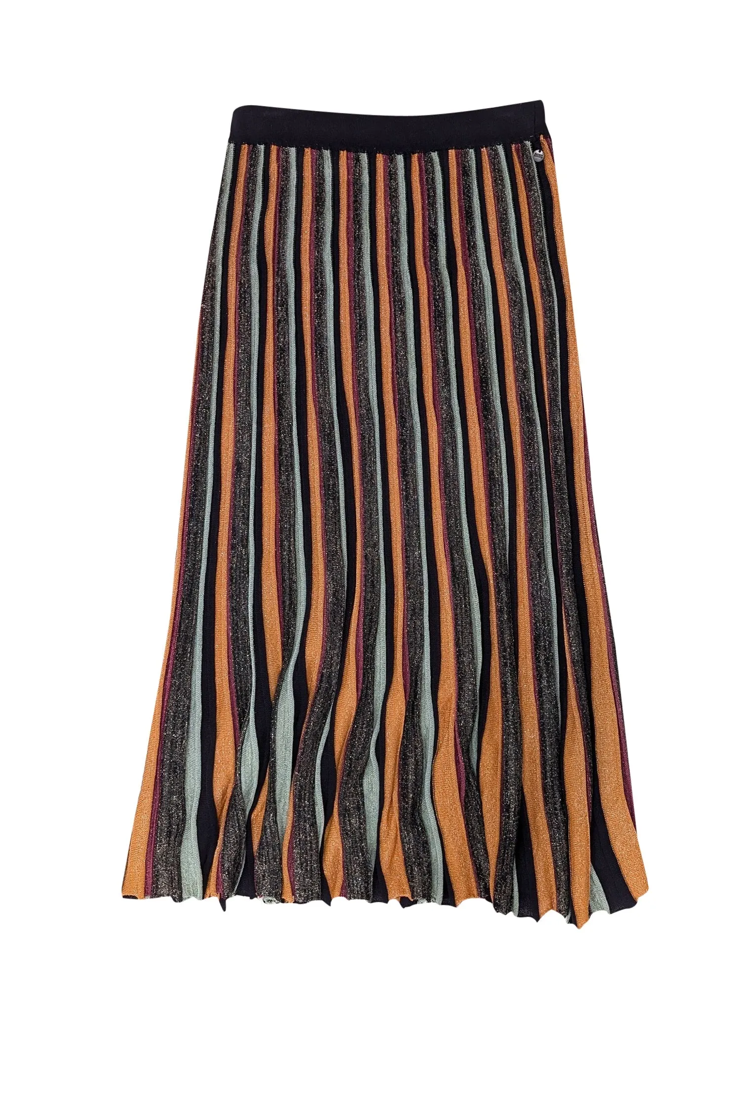 Scotch & Soda - Metallic Multicolor Striped Pleated Midi Skirt Sz S