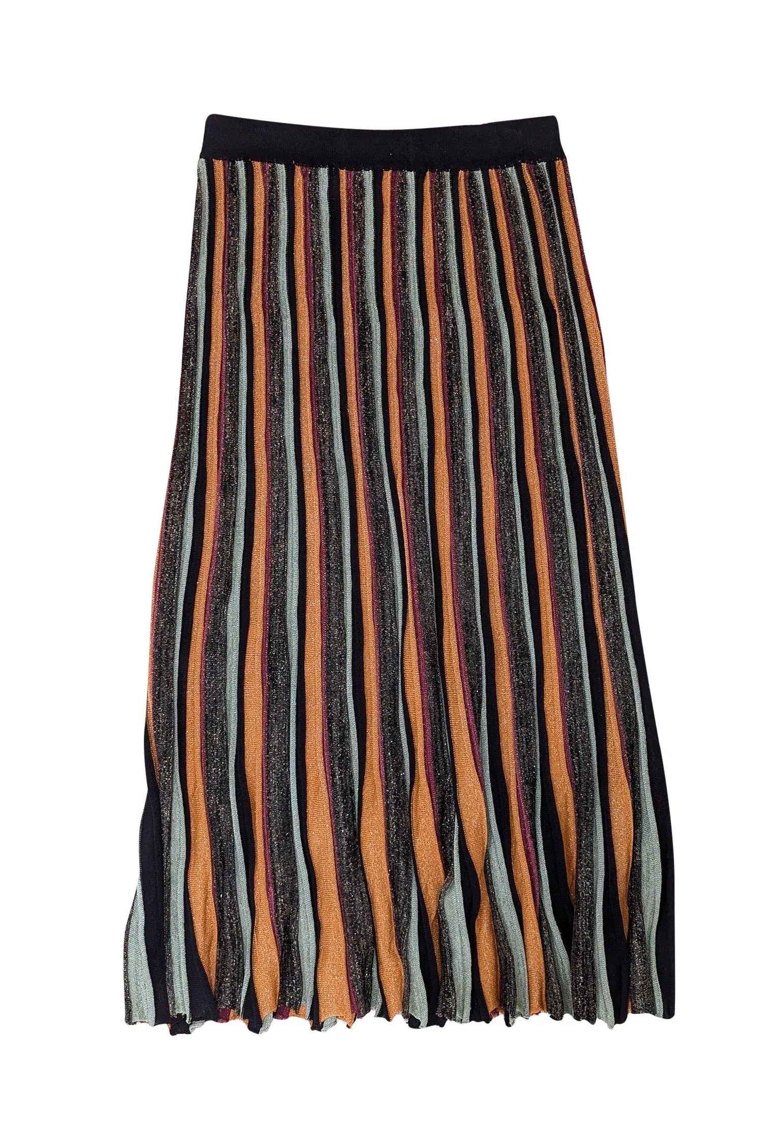 Scotch & Soda - Metallic Multicolor Striped Pleated Midi Skirt Sz S