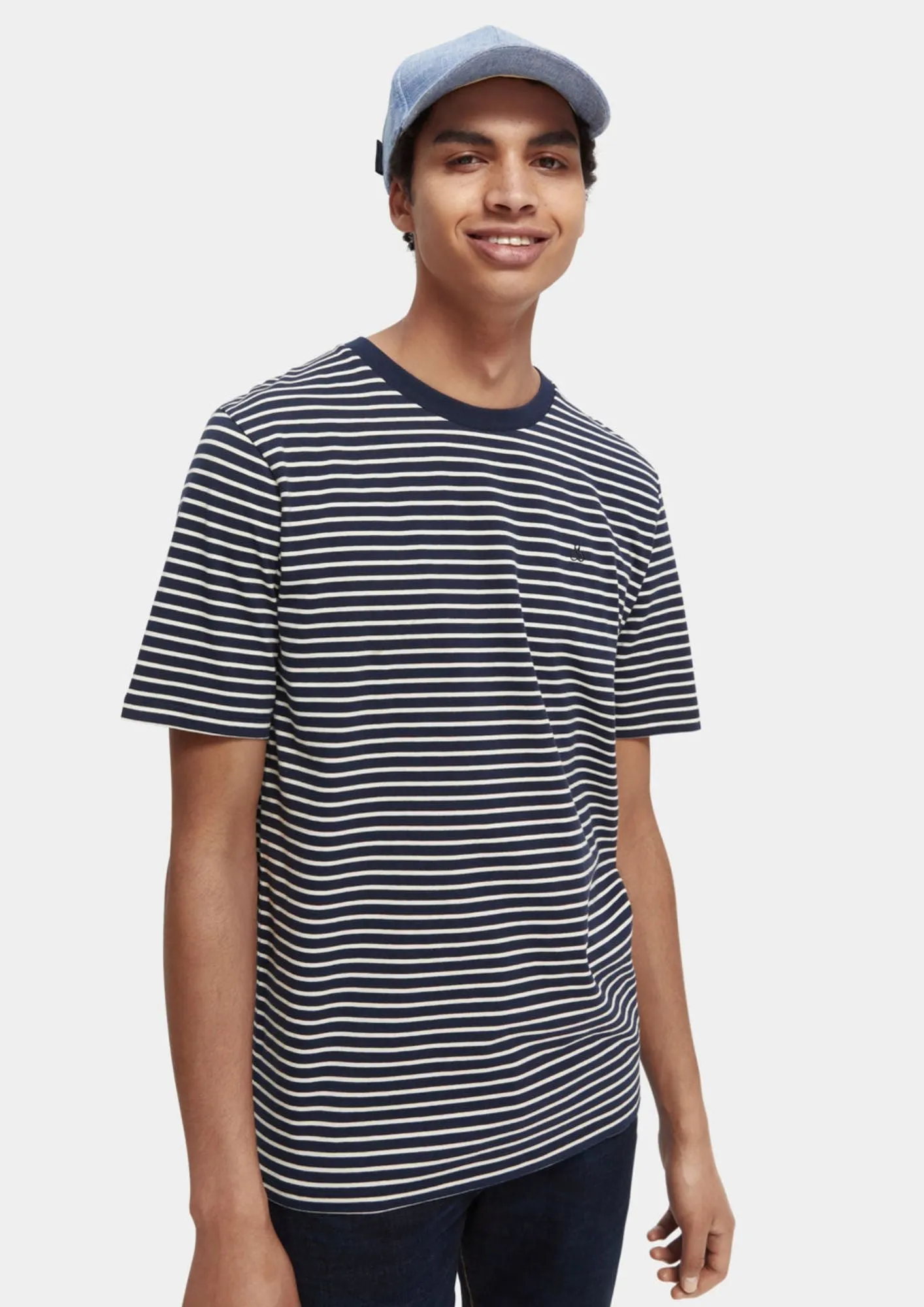 Scotch & Soda Navy + White Stripe Essentials T-Shirt