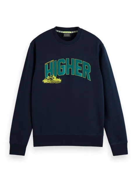 Scotch & Soda - Organic Cotton Artwork Crewneck Sweatshirt - Navy Blue