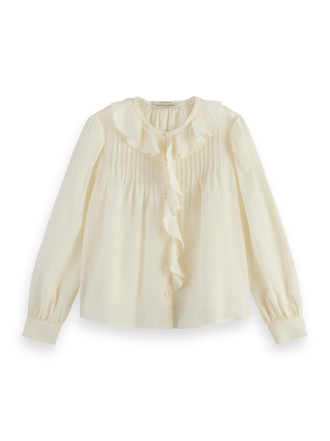 Scotch & Soda Pin-Tuck Ruffled Shirt Antique White