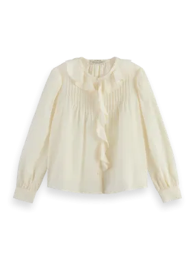 Scotch & Soda Pin-Tuck Ruffled Shirt Antique White