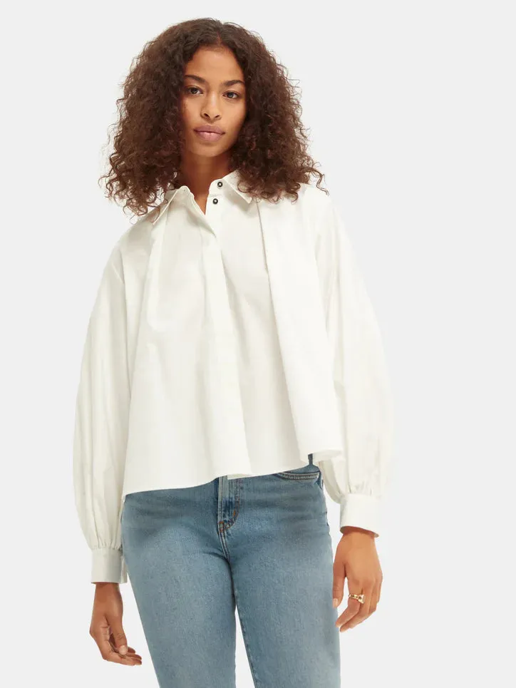 Scotch & Soda Pleated Boxy Cotton Shirt