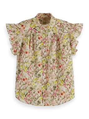 Scotch & Soda Printed Flutter Short Sleeve Shirt