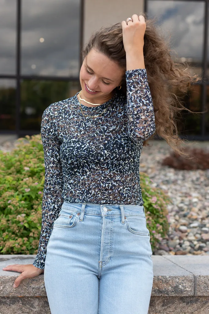 Scotch & Soda Printed Lace Top, Blue Combo