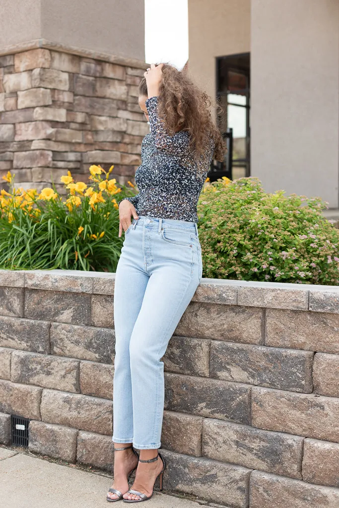 Scotch & Soda Printed Lace Top, Blue Combo