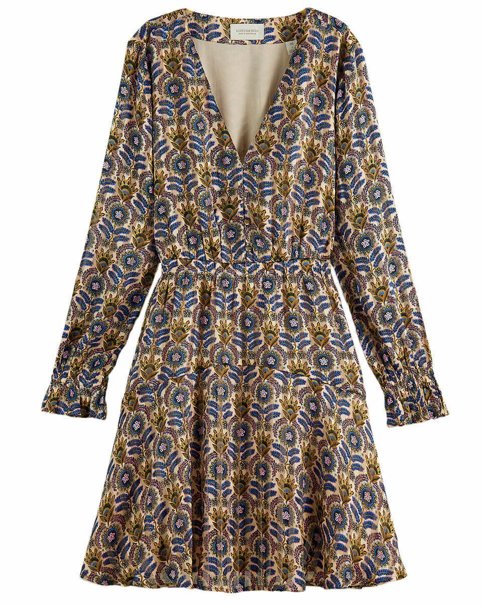 Scotch & Soda Printed Long Sleeve Mini Dress