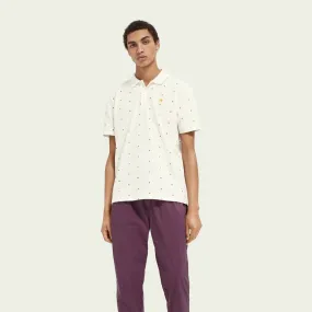 Scotch & Soda Printed organic cotton pique polo