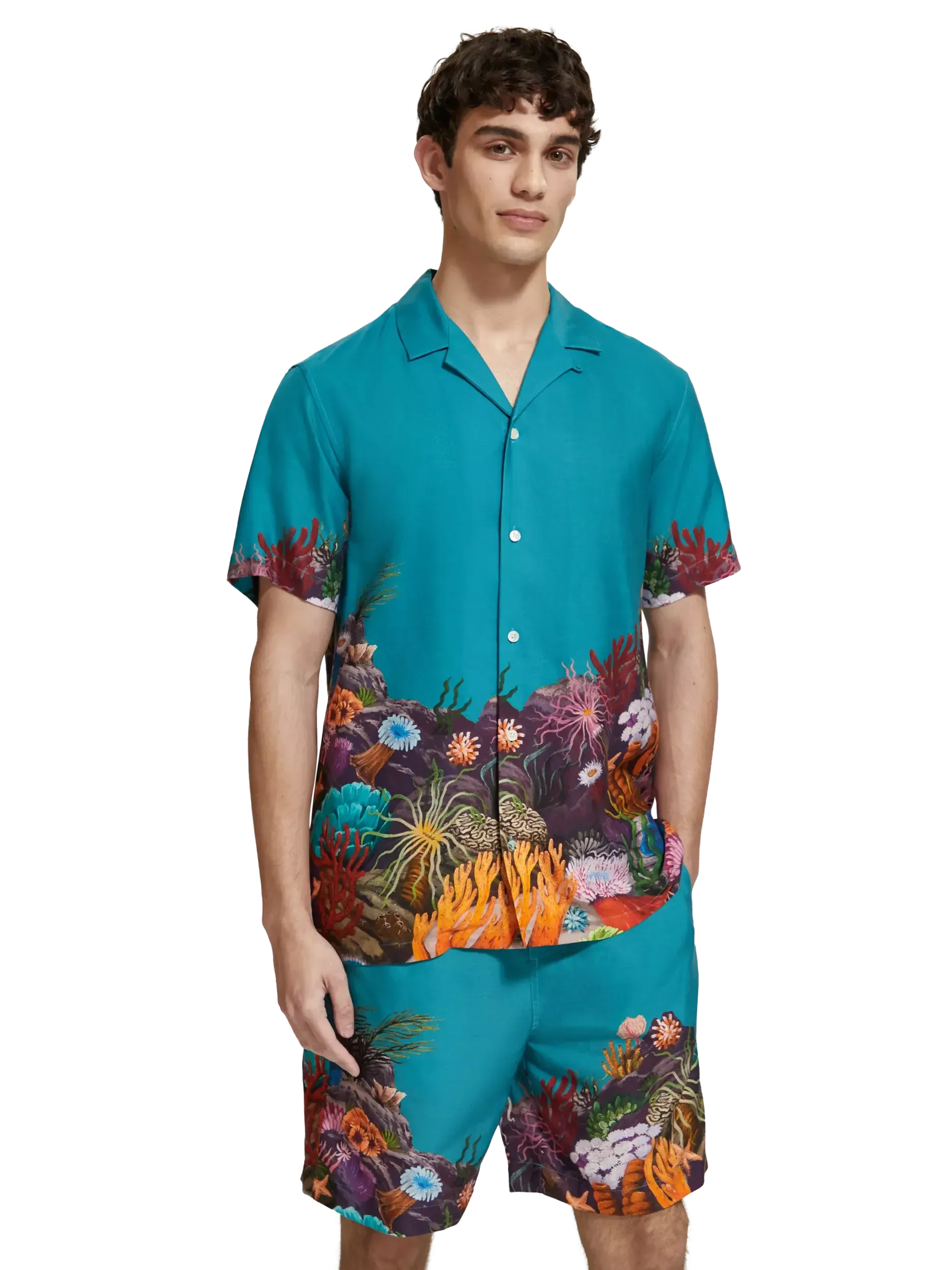 Scotch & Soda Printed short-sleeved camp shirt