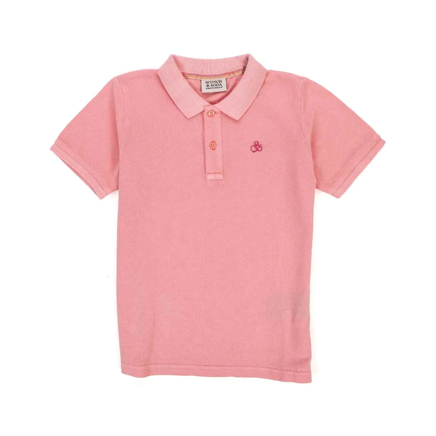 Scotch & Soda Unisex Salmon Pink Polo Shirt For Children