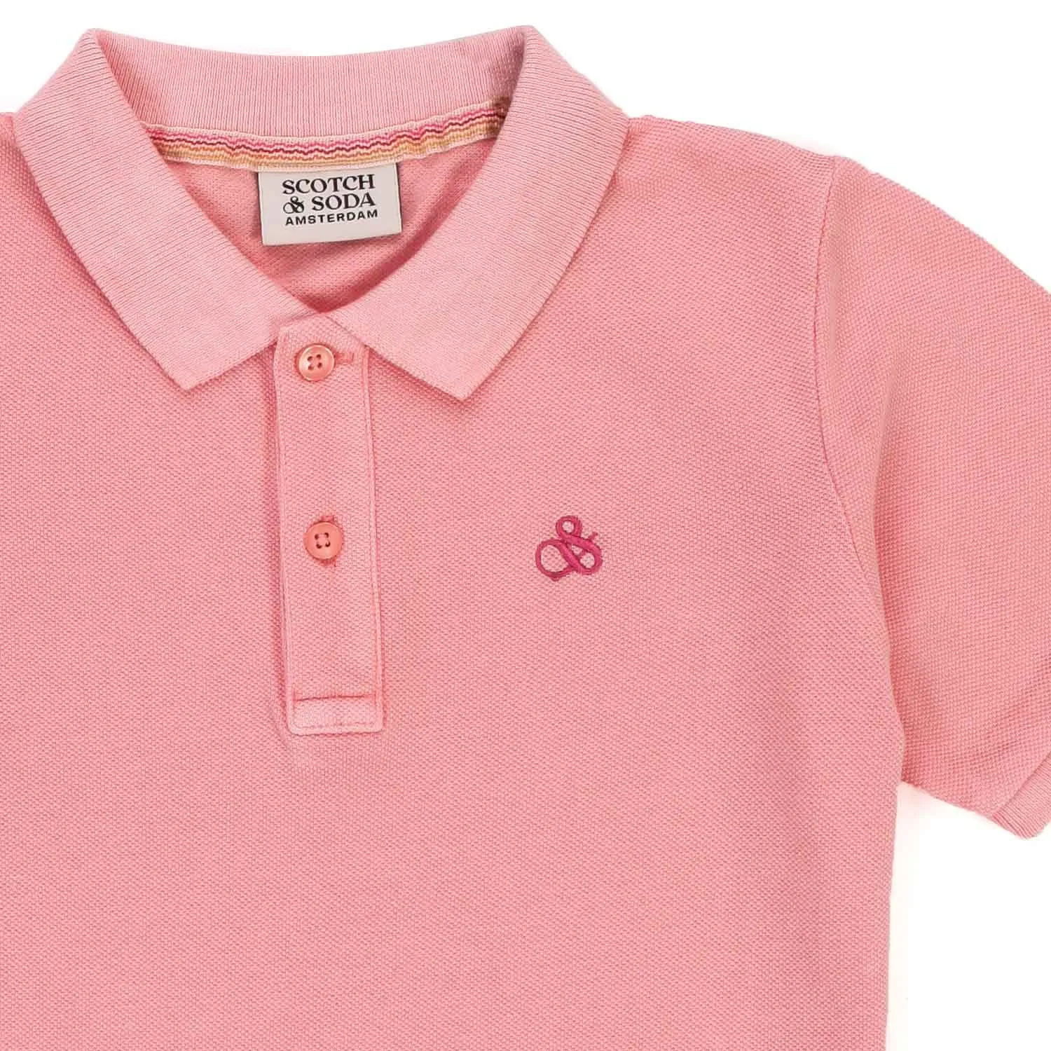 Scotch & Soda Unisex Salmon Pink Polo Shirt For Children