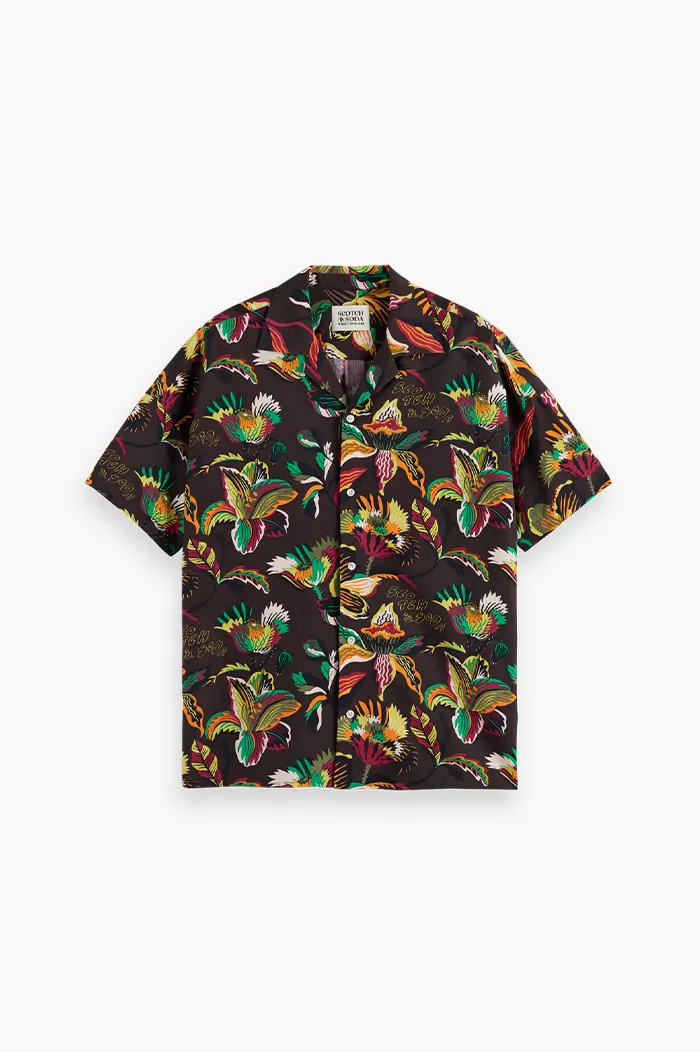 Scotch & Soda Wildflower Chocolate Printed Short Sleeve Shirt