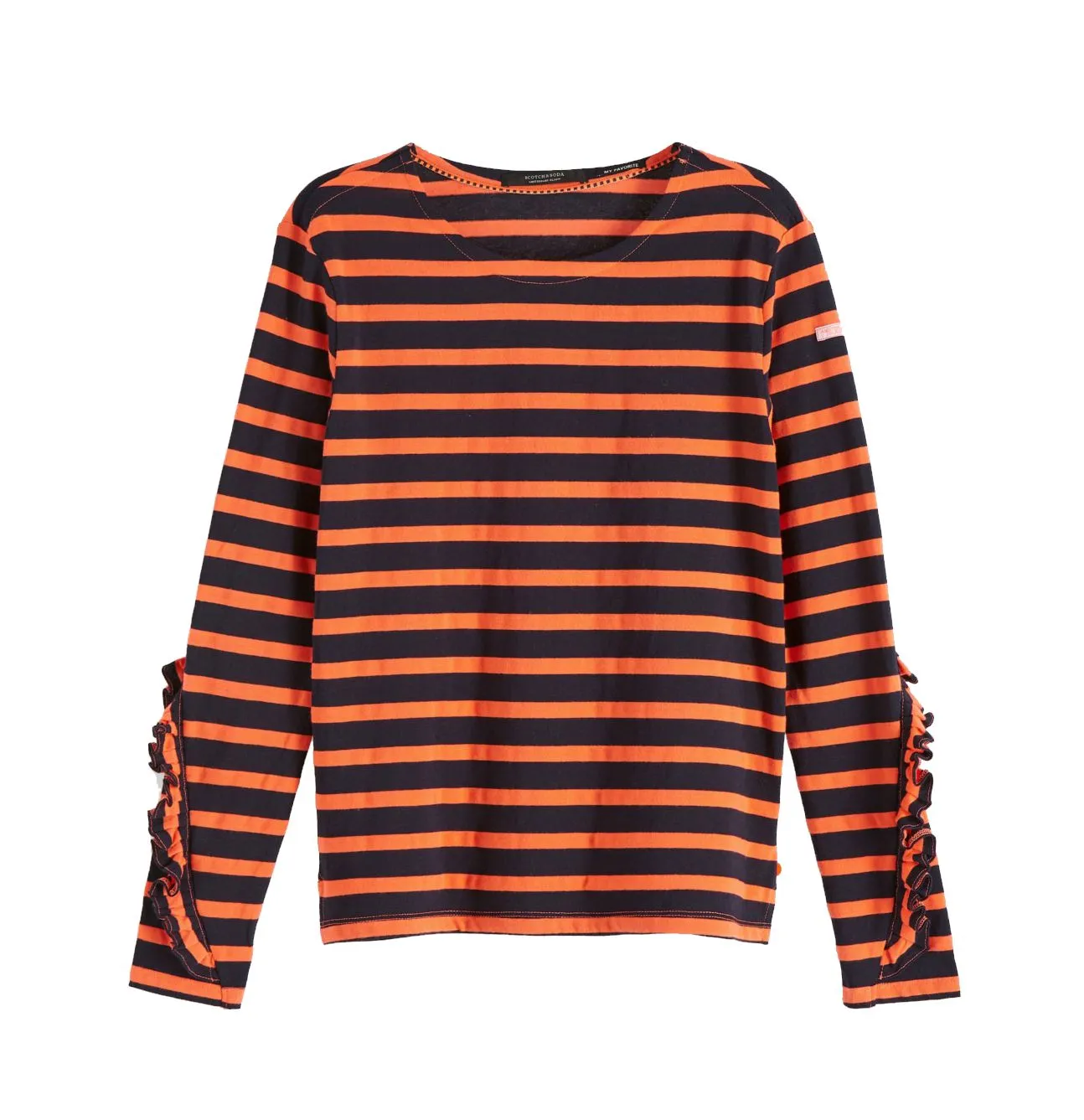 Scotch & Soda Womens 147766 l/s Classic Breton Stripe Tee, Navy/Orange