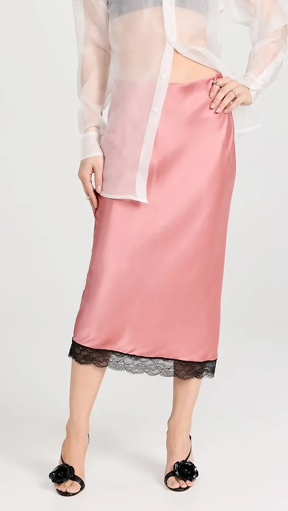 Scotch & Soda   High Rise Satin Skirt with Lace Detail 