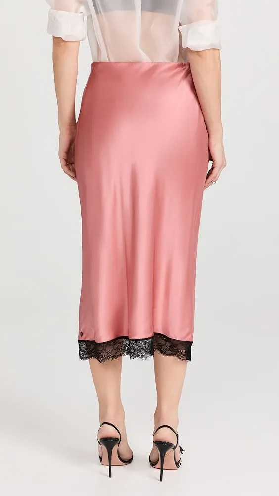 Scotch & Soda   High Rise Satin Skirt with Lace Detail 