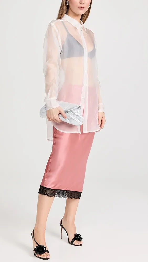 Scotch & Soda   High Rise Satin Skirt with Lace Detail 