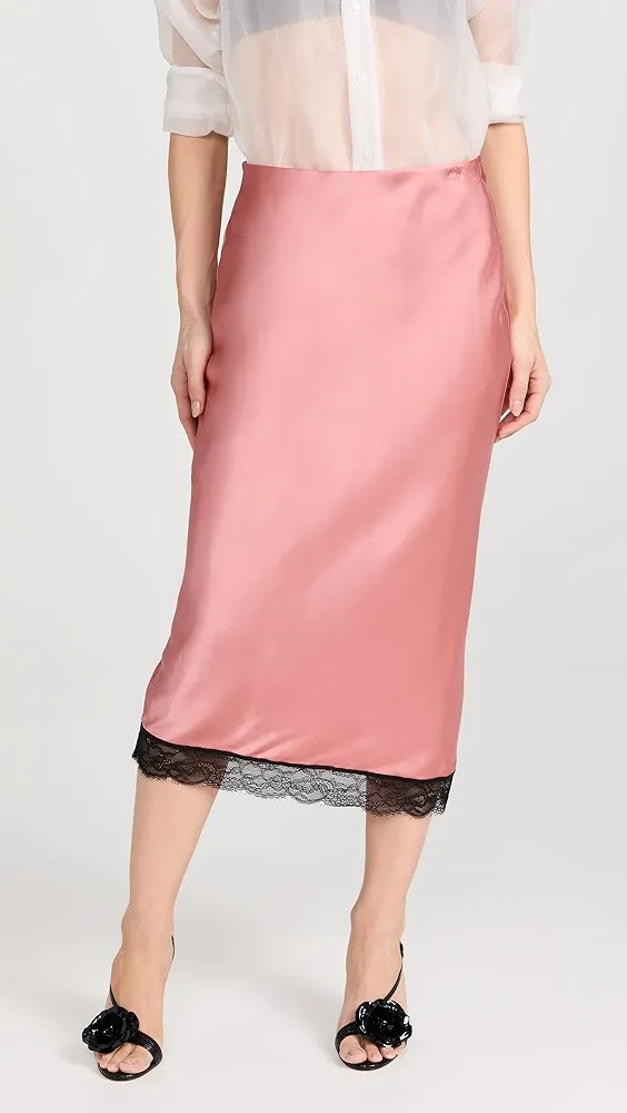 Scotch & Soda   High Rise Satin Skirt with Lace Detail 