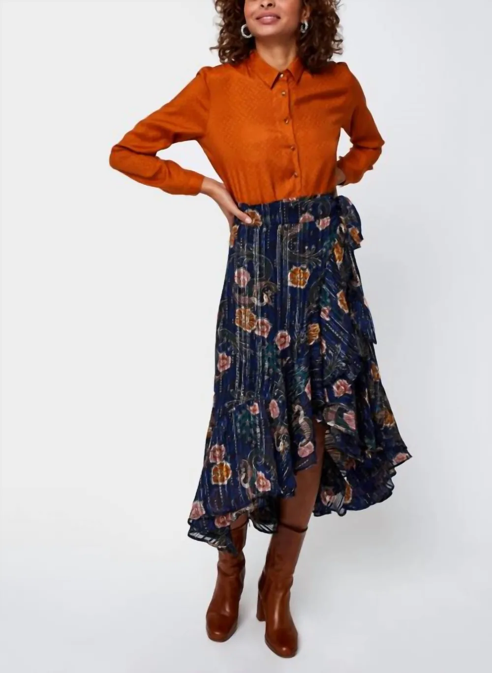 SCOTCH & SODA - Printed Wrap Midi Skirt