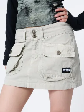 Shay Beige Cargo Mini Skirt