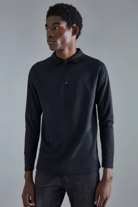 Slim Raglan Long Sleeve Interlock Polo