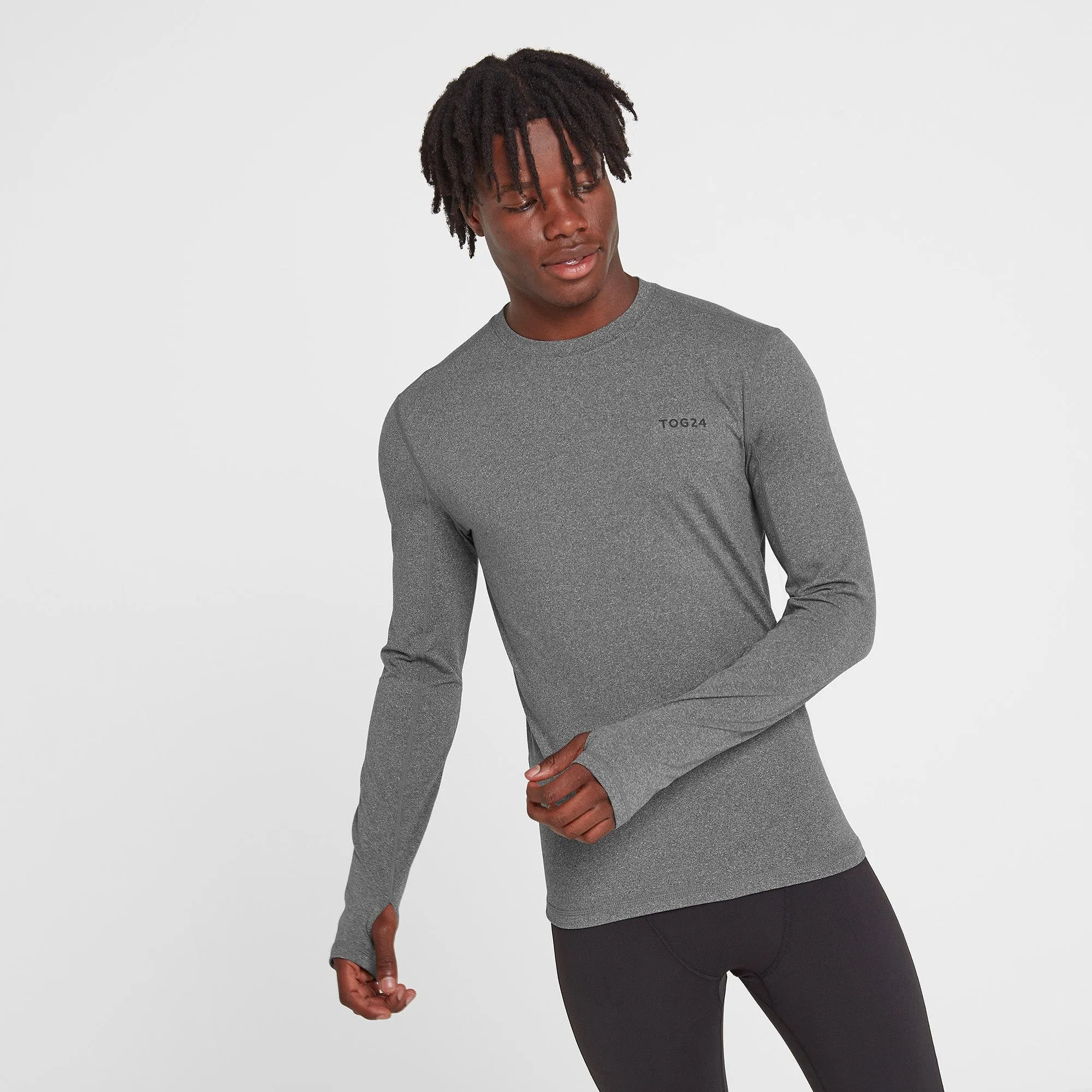 Snowdon Mens Thermal Base Layer Crew Neck - Grey Marl