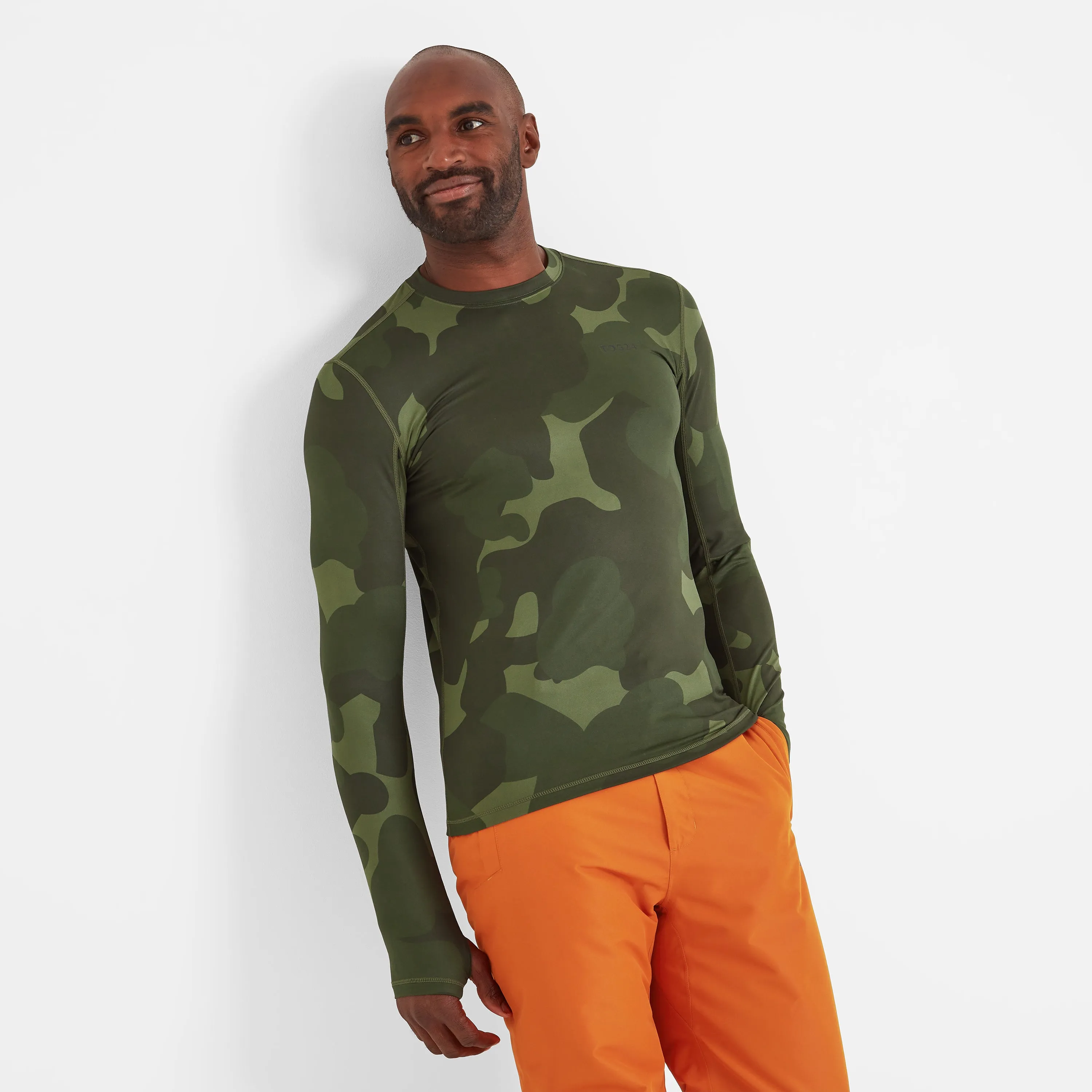 Snowdon Mens Thermal Base Layer Crew Neck - Khaki Pixelated Camo