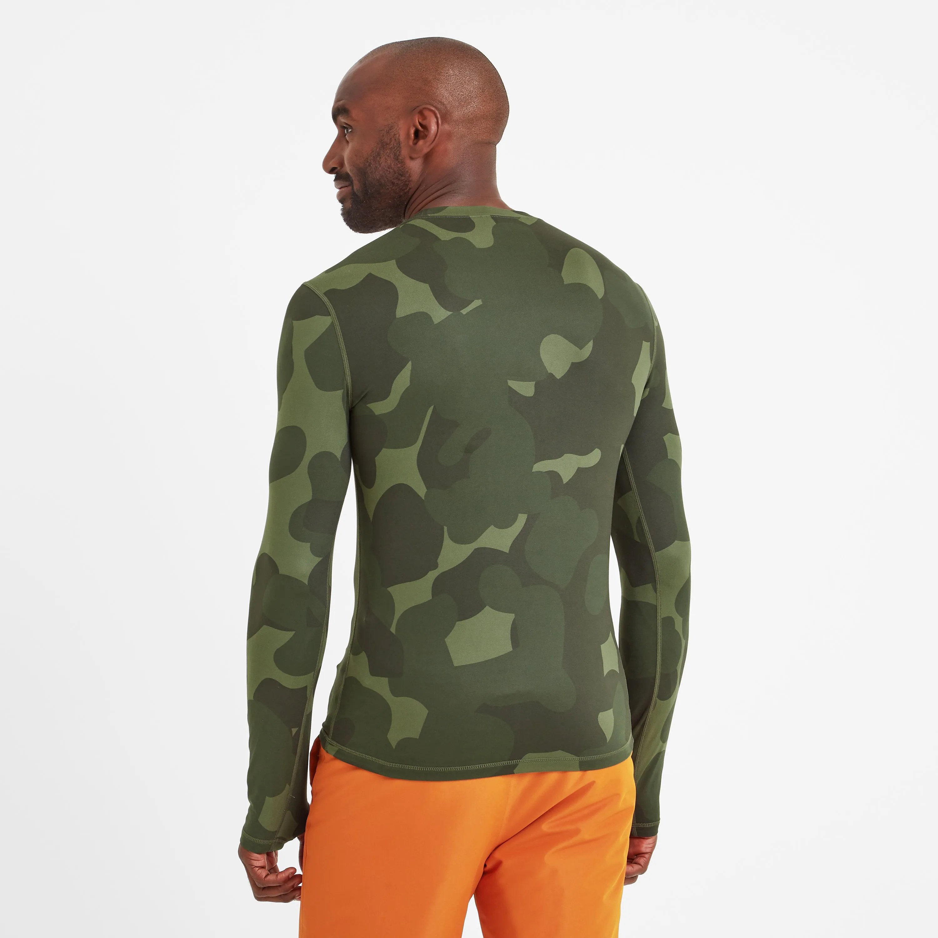 Snowdon Mens Thermal Base Layer Crew Neck - Khaki Pixelated Camo