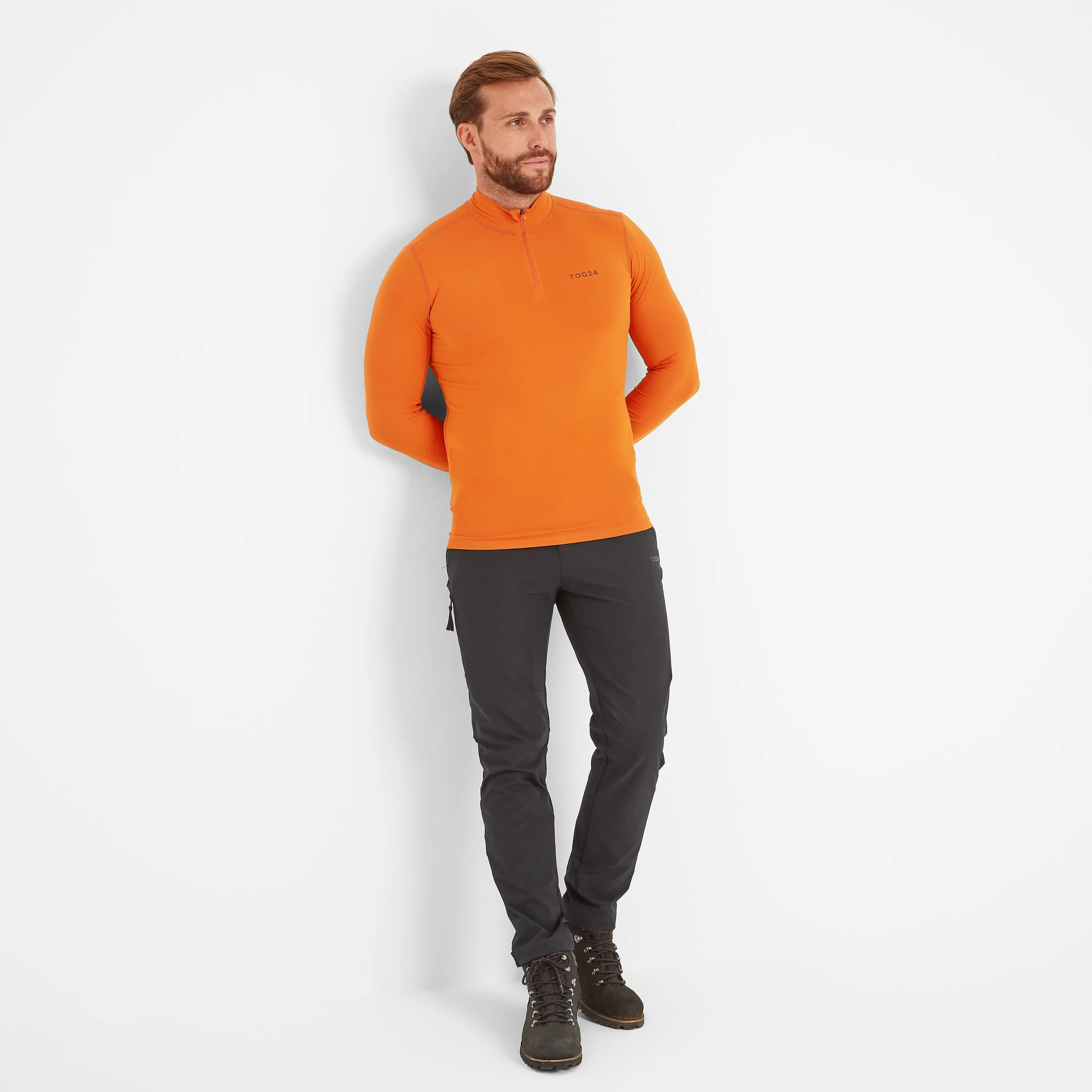 Snowdon Mens Thermal Zip Neck - Dark Orange