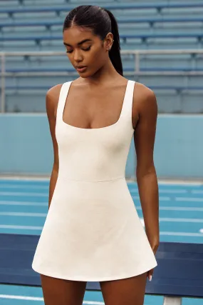 Square Neck Tennis Dress in Marled Oat