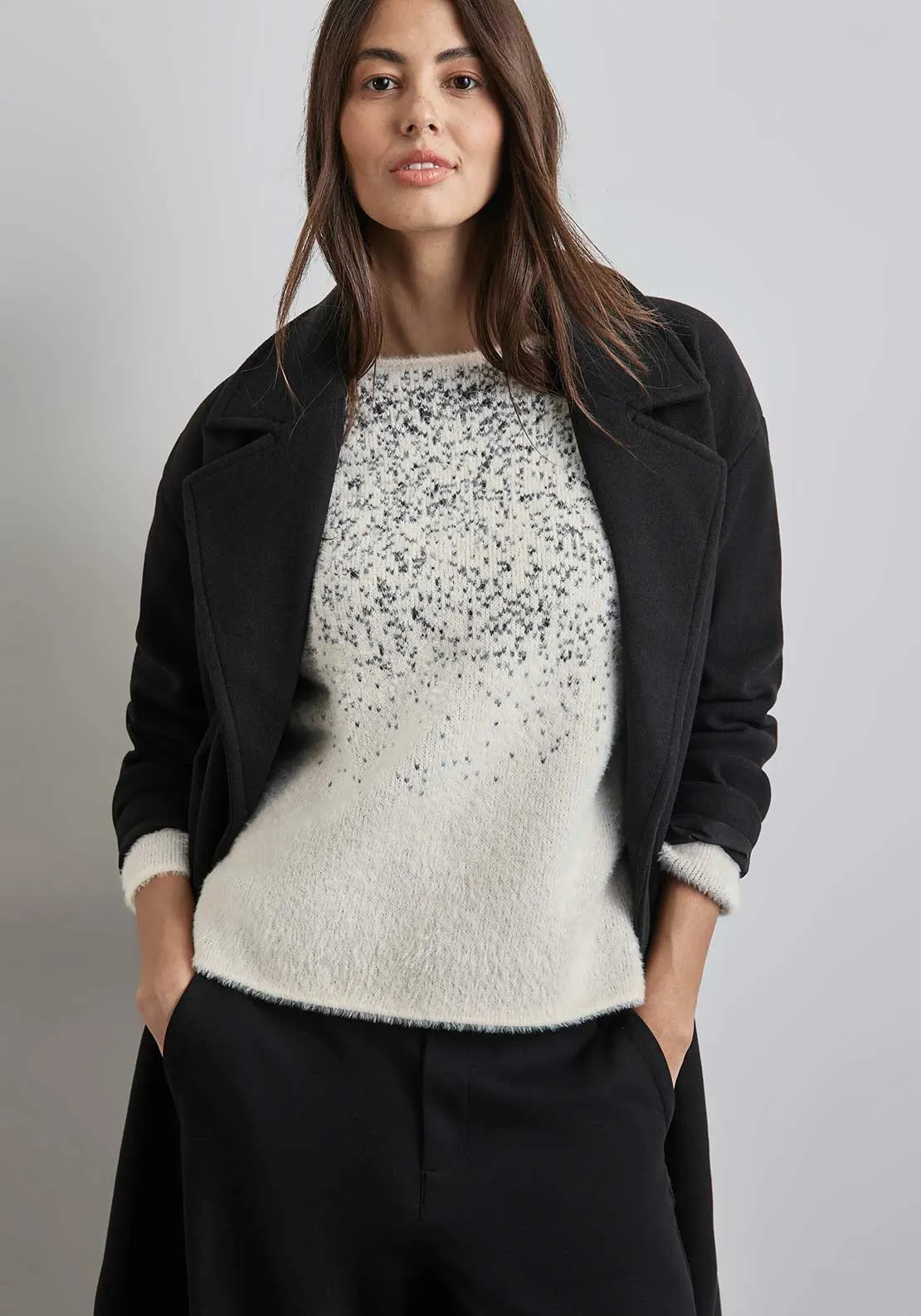 Street One Feather Yarn Knit Jumper, White