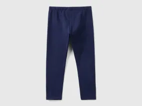 Stretch cotton leggings - Dark Blue | Benetton