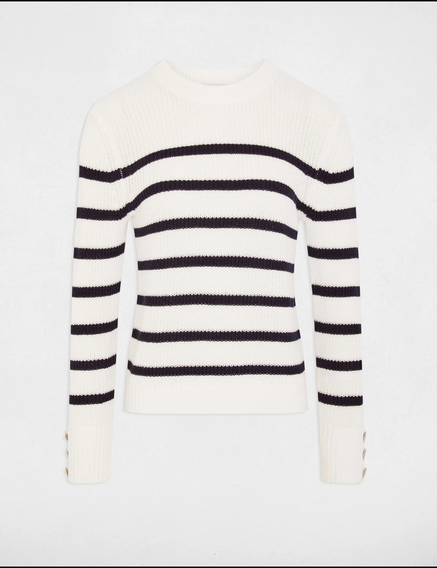 Stripped jumper round neck white women