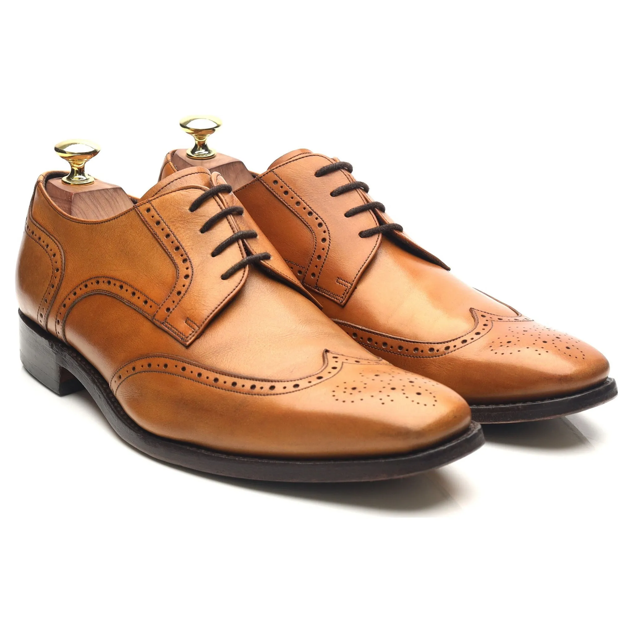 Tan Brown Leather Derby Brogues UK 7 G