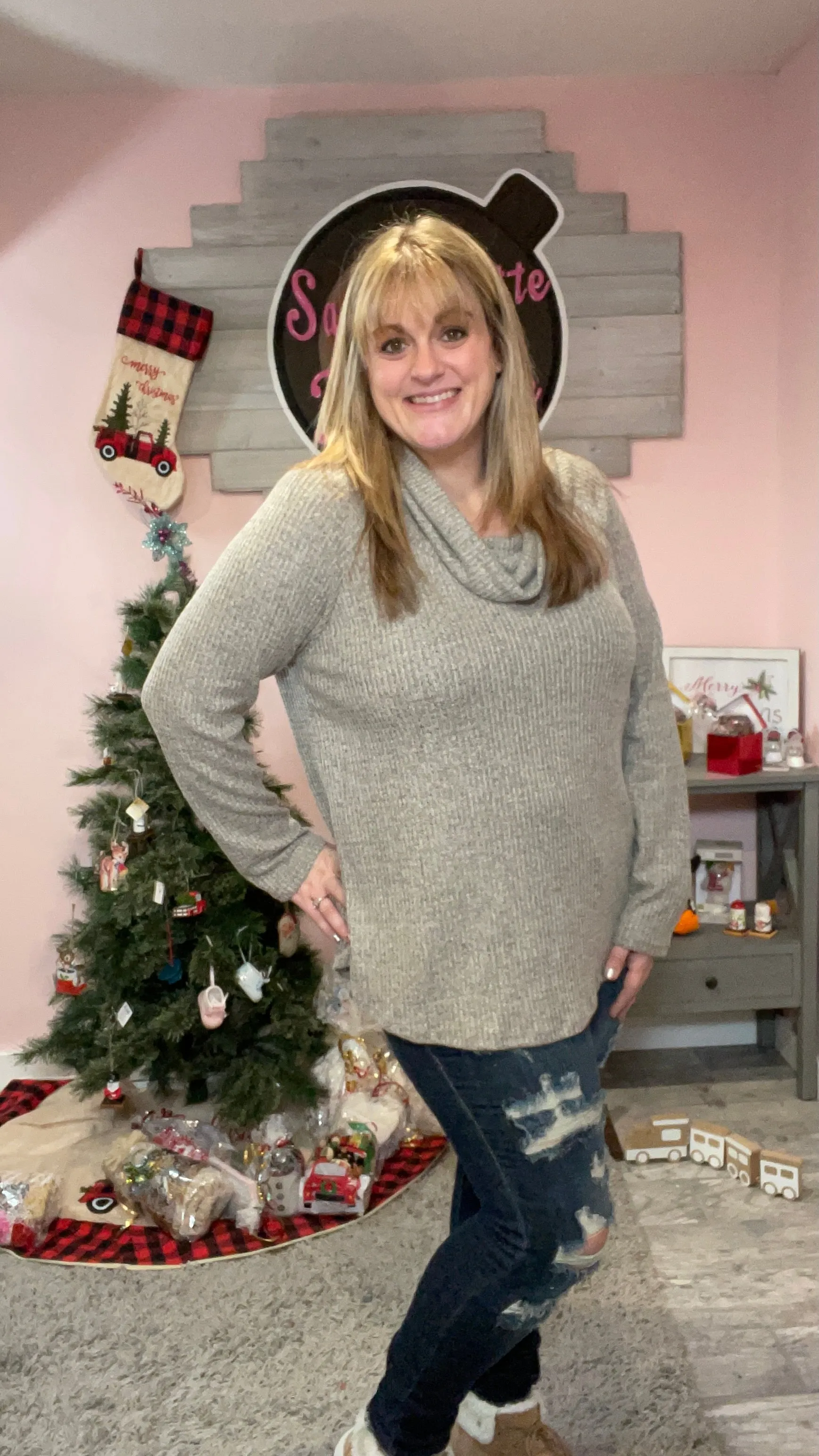 Taupe Cowlneck Top