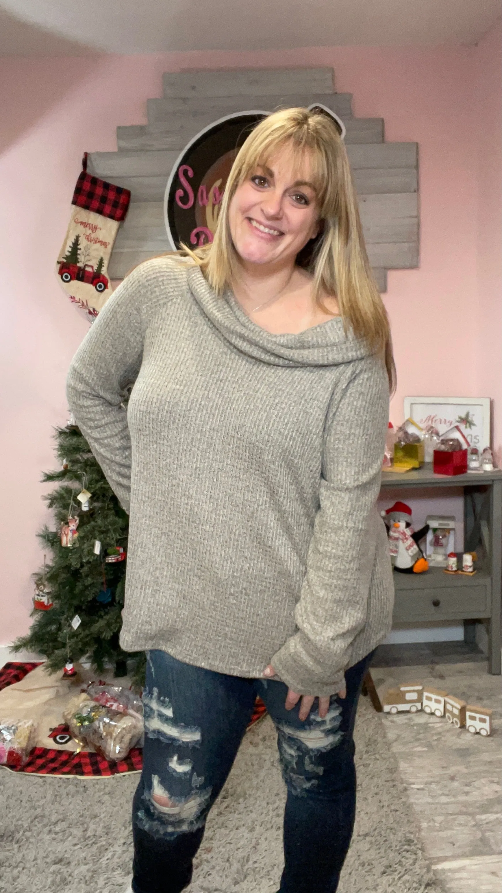 Taupe Cowlneck Top