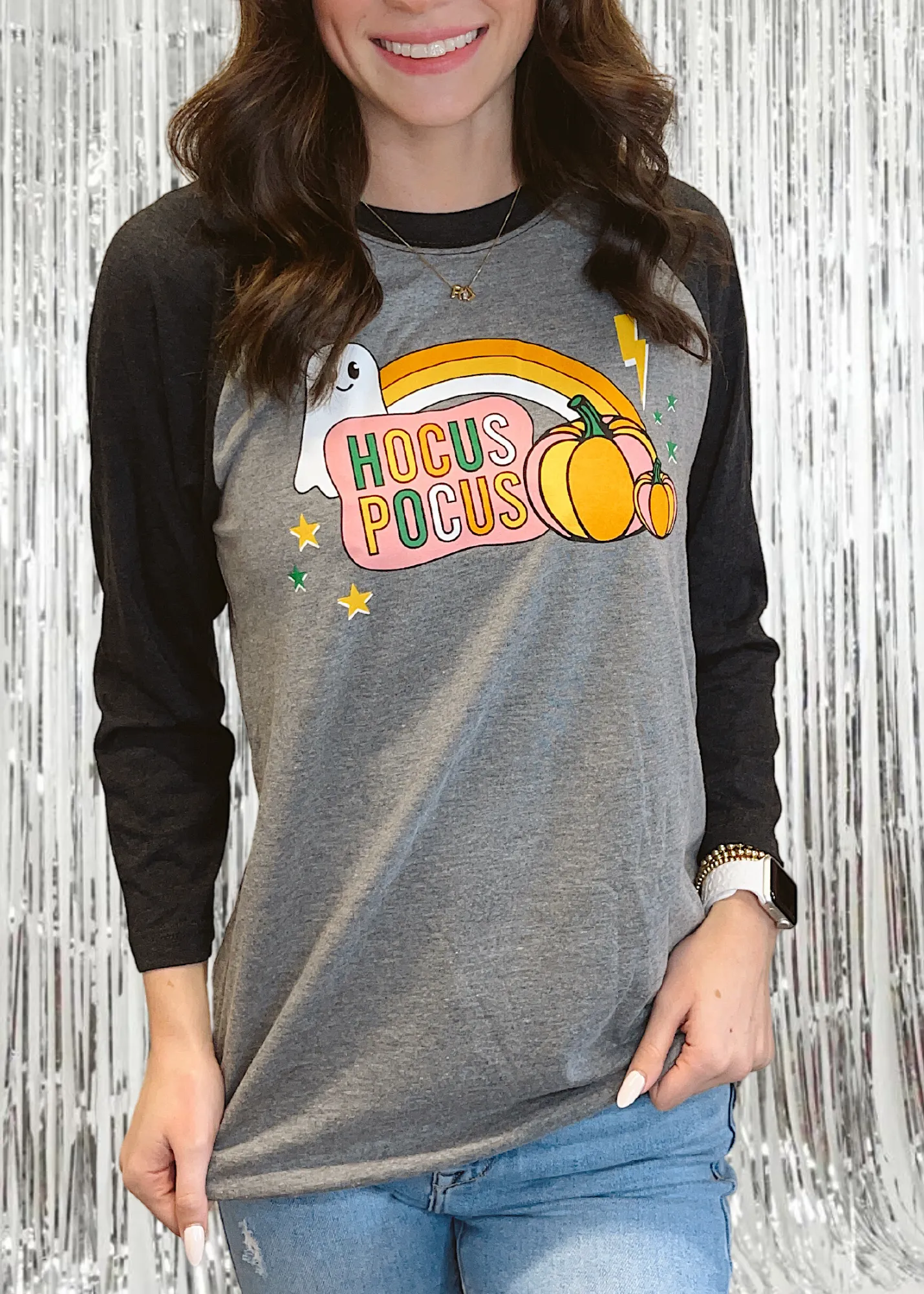 Things She Loves Hocus Pocus Tee | Raglan Grey/Black