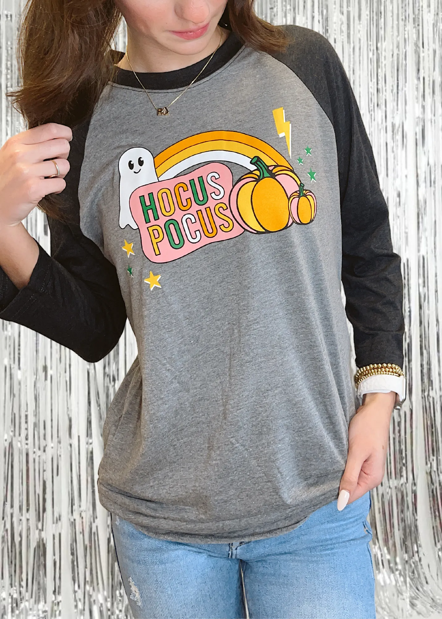 Things She Loves Hocus Pocus Tee | Raglan Grey/Black