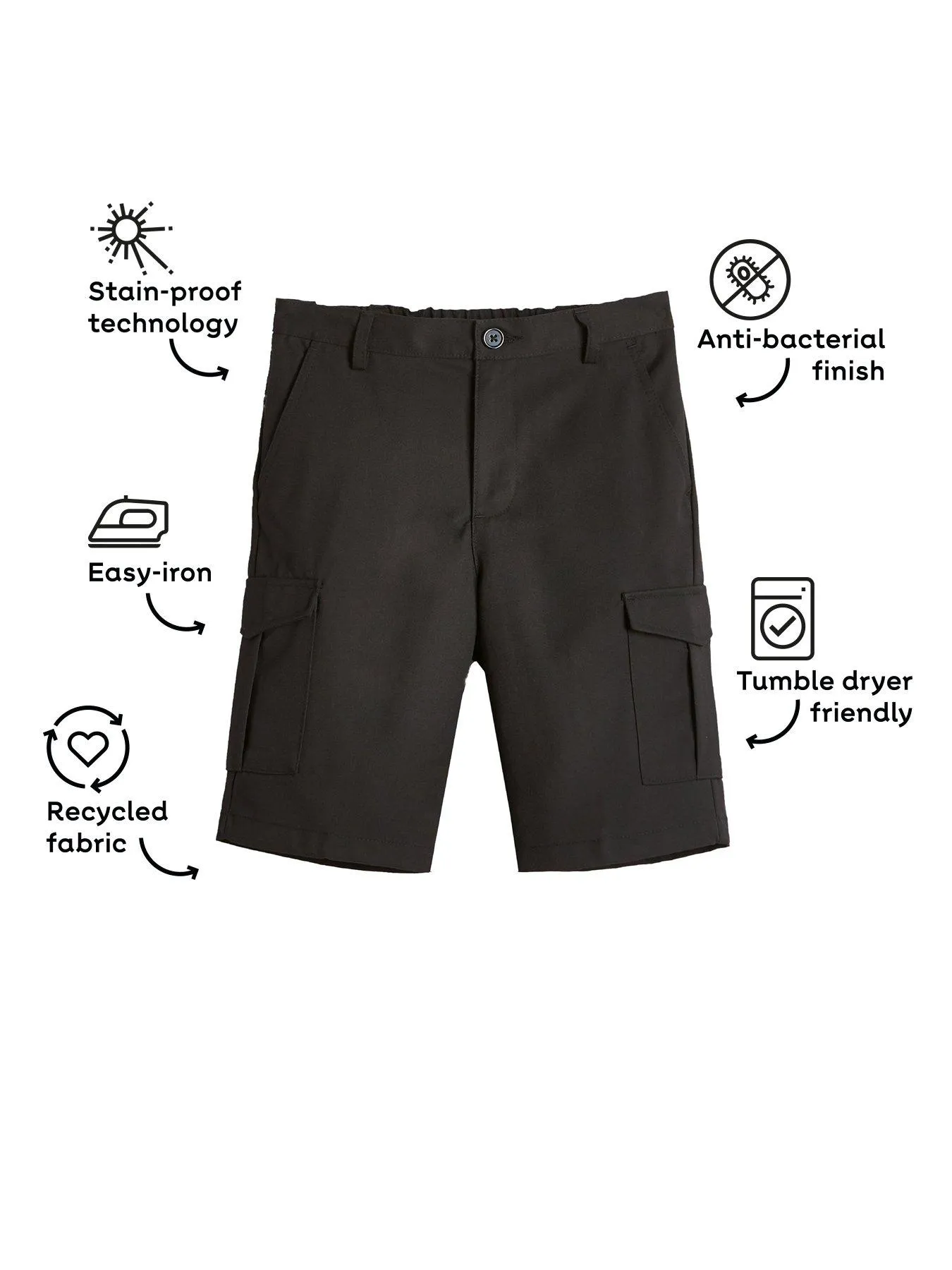 V by Very Boys 2 Pack Combat School Shorts - Black