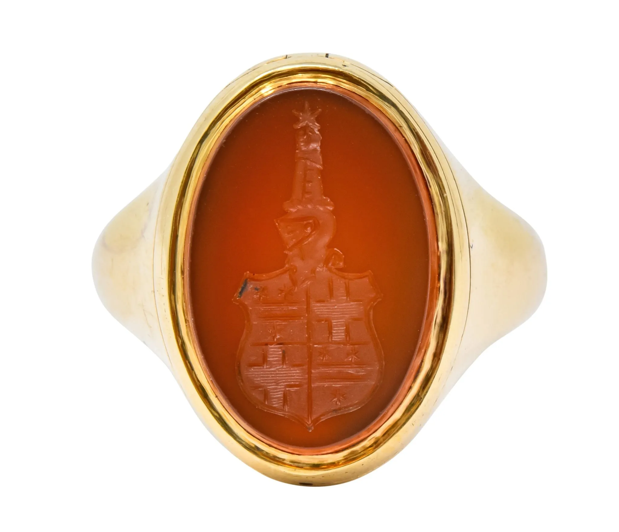 Victorian Carnelian Intaglio 14 Karat Gold Unisex Locket Ring