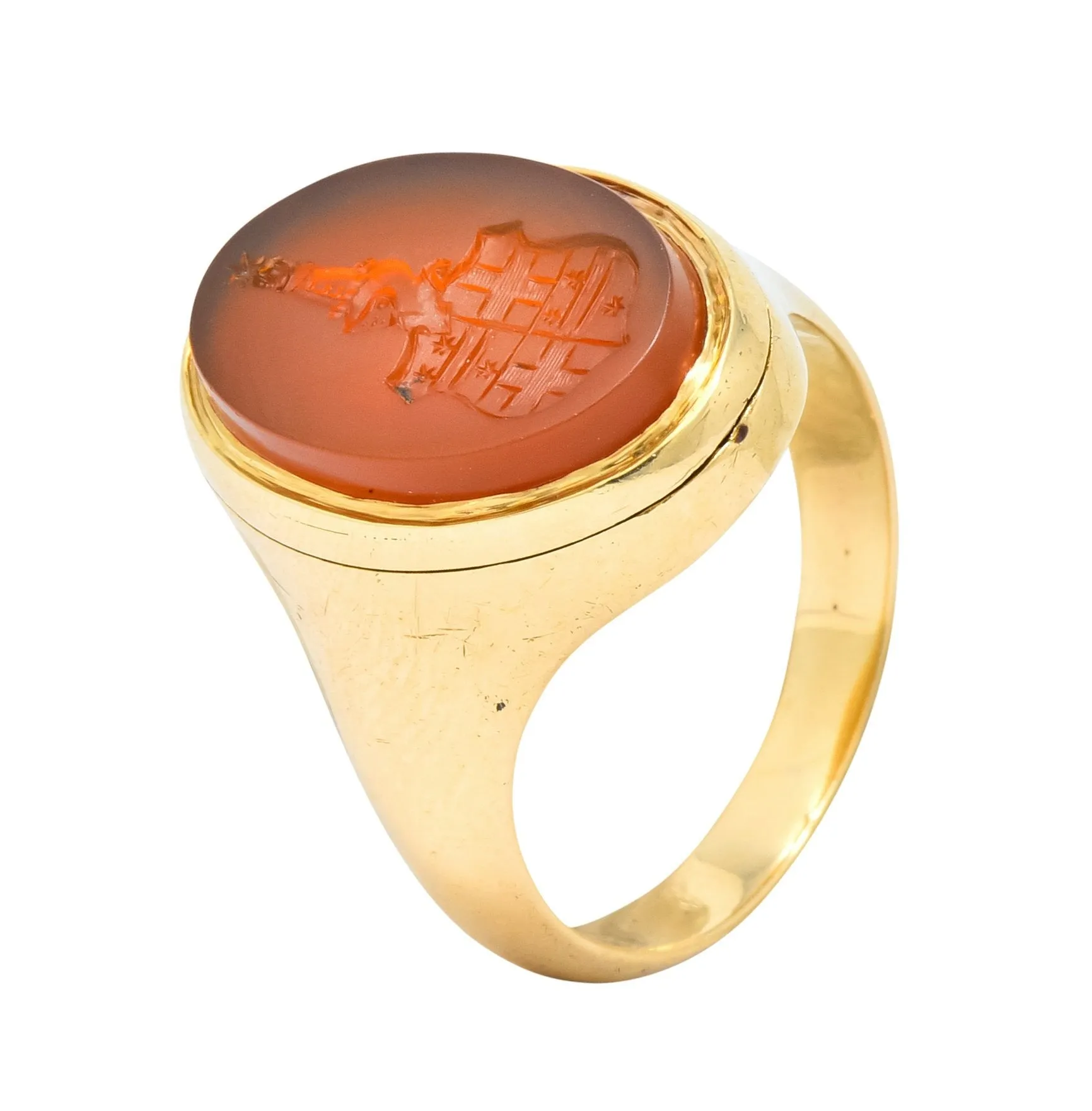 Victorian Carnelian Intaglio 14 Karat Gold Unisex Locket Ring